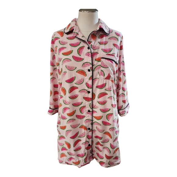 Kate Spade Watermelon Print Pajama Shirt Dress Size Small Sleepwear - Picture 1 of 9